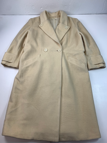 Women’s Vintage Long Cream Wool Coat / uk18 / Italian 48