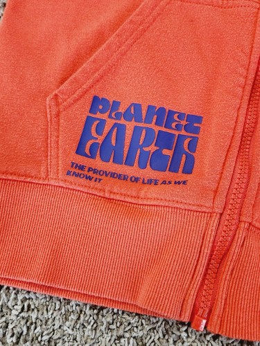 Rare Youth Levi's "Planet Earth" Full Zip Hoodie Jacket Orange Large 12-13 YRS - Picture 2 of 8