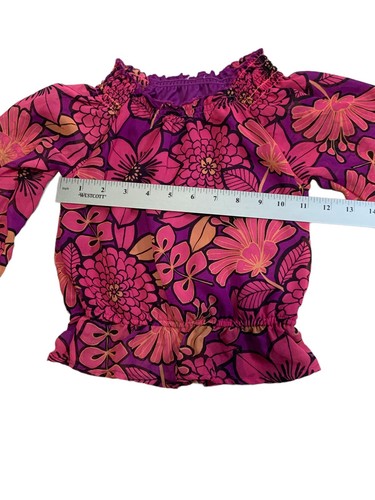 Health Tex Girls Top Floral Print  Lined Peasant 3/4 Sleeve Keyhole Size 6/7 - Picture 8 of 9