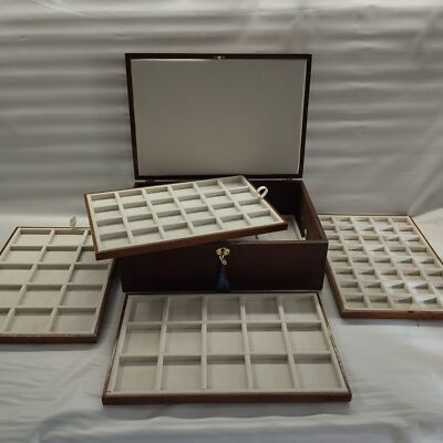 #ad Coin Case For Antique Coins With 5 Numismatic Trays In Velvet $436.00