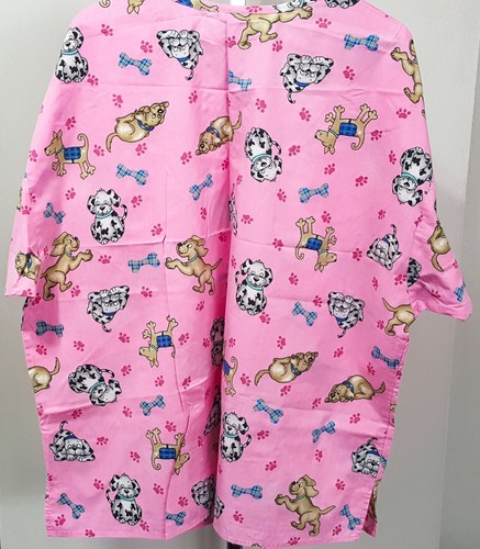 Scrubland 2X Veterinarian Pink 58" Scrub Top Shirt Puppy Dog Paw Print Vet Tech - Picture 6 of 6