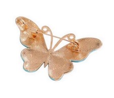Broche Papillon Simili Lapis-lazuli Et Strass - Acier Style Antique - Neuf Sans Emballage