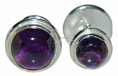 Natural Amethyst Gemstone with 925 Sterling Silver Cufflink #1772 - Picture 4 of 5