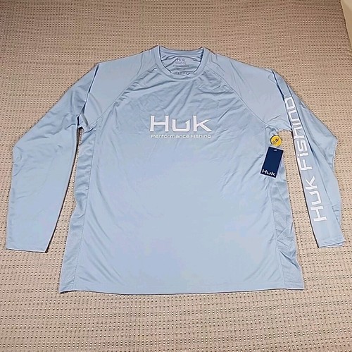 HUK Men's Pursuit Vented Long Sleeve 30 UPF Fishing Shirt Coastal Sky XL NWT 427 - Picture 1 of 19