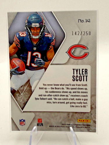 2023 Panini Football Phoenix Tyler Scott Rookie RC Red 142/250 Bears - Picture 2 of 2