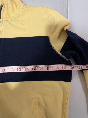 Villager Liz Claiborne Full Zip Sweatshirt Women Size Large Yellow & Navy Stripe - Picture 7 of 9