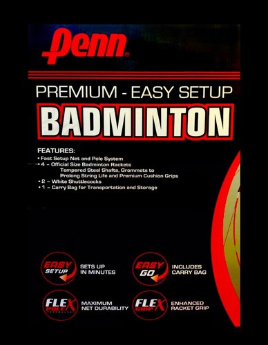 Juego de bádminton Penn Premium de fácil configuración: red + 4 raquetas + carretillas + bolsa de transporte - Imagen 12 de 24