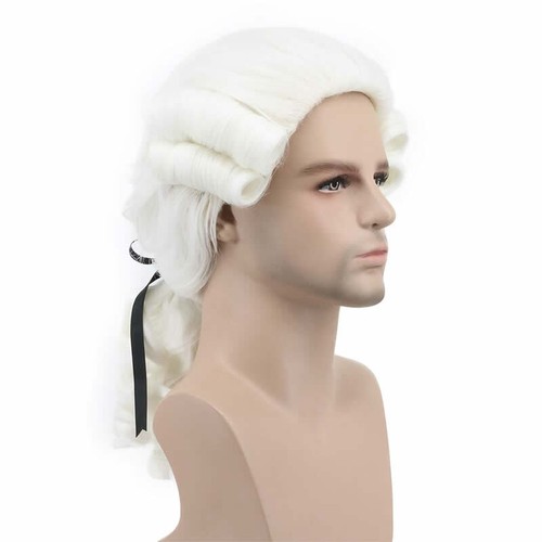 Baroque Man Wig Elizabethan 18th Century Victorian Fancy Dress Judge Colonial - Picture 27 of 34