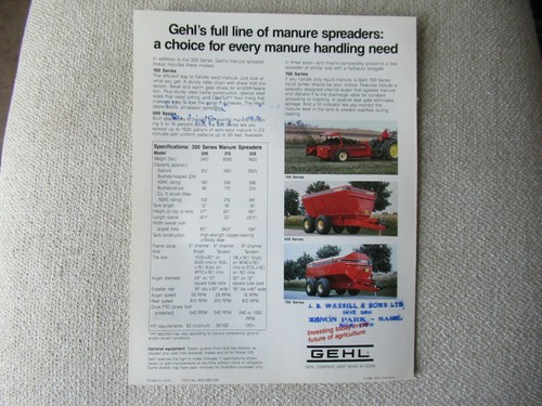 1986 GEHL 300 Series Manure Spreaders 309, 315, 329 brochure  - Picture 3 of 3