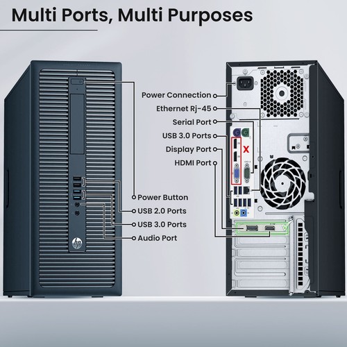 HP Gaming Desktop PC 800G2 i3-6100 16GB 256GB M.2 SSD NVIDIA GT 730 WiFi Win 11 - Afbeelding 2 van 7