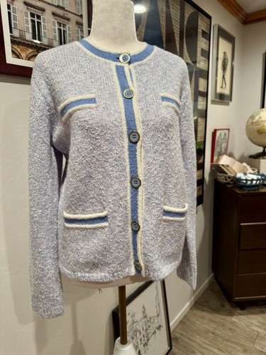 NWT J.Crew Marled Sweater Lady Jacket in Lilac Seascape White Cardigan M