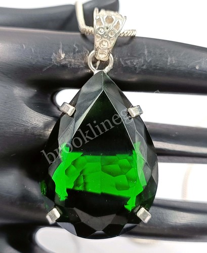 82.90 Ct Pear Cut Natural Green Emerald 925 Silver Pendant Chain EGL 5FRX - Picture 8 of 8