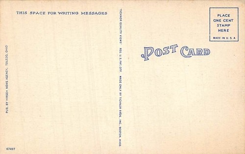 Postal OH: Court House Park & Court House, Toledo, Ohio, lino vintage años 40 - Imagen 2 de 2
