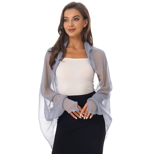 Women Chiffon Shawl Scarf Bolero Top Summer Sun Protection Long Sleeve Cover Ups - Picture 46 of 135