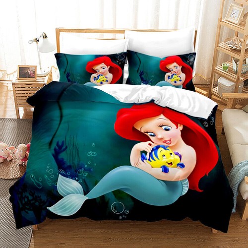 3D The Little Mermaid Ariel Princess Quilt Duvet Cover Pillowcase Bedding Set UK - Picture 4 of 17