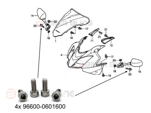 Honda VFR800 VTEC RC46 2002-2013 full fairing bolts and push clips kit - Picture 4 of 12