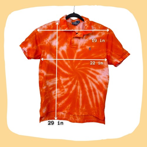 Handmade Colorful Tie Dye Orange Short Sleeve Polo Shirt Mens Size Large - Picture 2 of 6