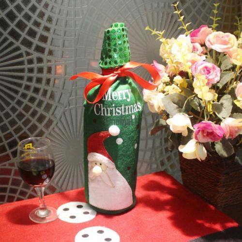 Santa Claus Christmas Xmas Holiday Wine Bottle Cover Bag Gift Present Green New - Picture 4 of 5