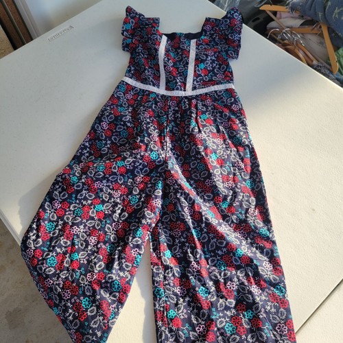 NWT Janie & Jack Merchant Marine Floral Wide Leg Jumpsuit Girls Size 4 - Picture 9 of 14