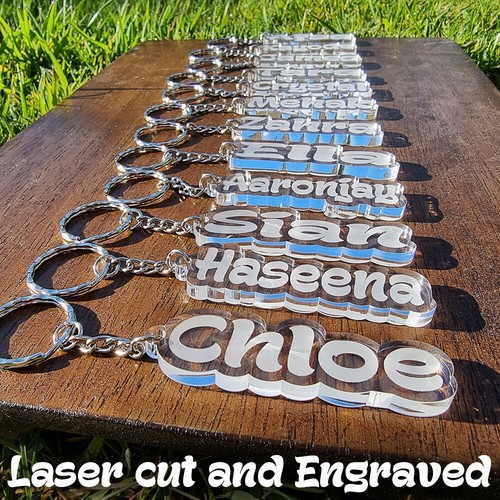 MADE IN UK PERSONALISED ANY Name 5mm thick CHUNKY Keyrings Keychain Best selling - Picture 8 of 12
