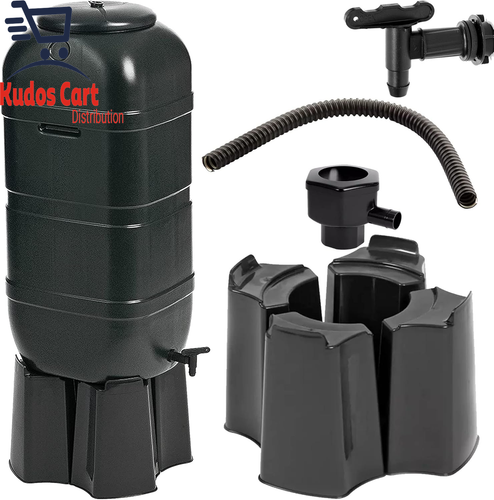 100L Black Slimline Space Saver Water Butt Kit Complete with Stand, Lid and Dive - Bild 11 von 12
