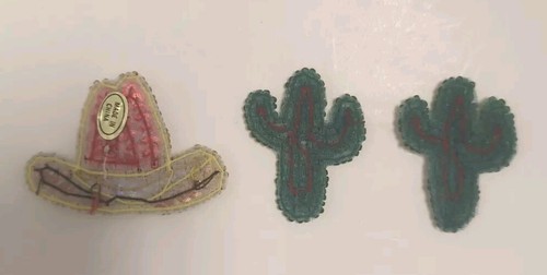 Sombrero de Vaquero Lentejuelas y 2 Apliques Bordados con Cuentas de Cactus - ¡Como Nuevo! - Imagen 2 de 3