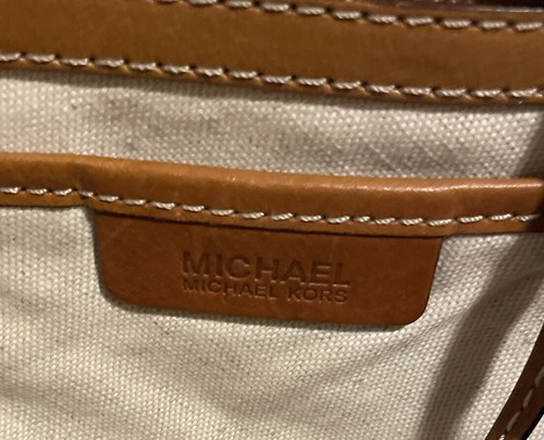 Vtg Michael Kors Tan Leather Satchel Handbag Purse Buckle Tote Shoulder Bag - Picture 10 of 13