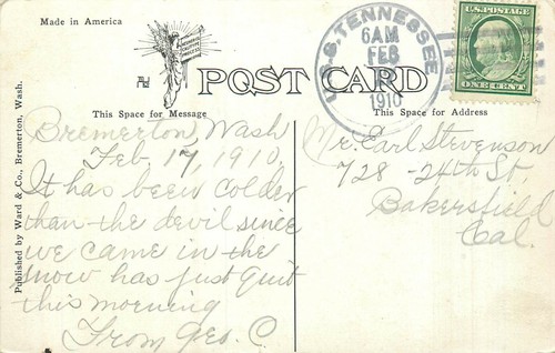 WASHINGTON - ACORAZADO NEBRASKA EN DIQUE SECO 1910 - VISTA POSTAL ANTIGUA - Imagen 2 de 2