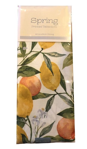 Lemon Lemons Fabric Tablecloth 60x84" French Country Easy Care Polyester - Picture 4 of 10