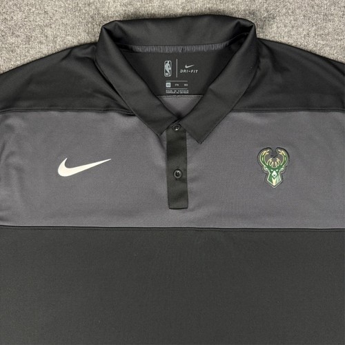 Milwaukee Bucks Nike Polo Mens 3XL Gray Short Sleeve Dri-Fit Basketball NBA