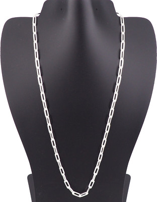 Massive 925 Sterling Silber Büroklammer Halskette 4 mm, 18'' Gliederkette Italien