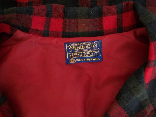 PENDLETON VINTAGE SCHWARZ-ROT REINE SCHURWOLLE 3 KNÖPFE JACKE GR L - Bild 3 von 3
