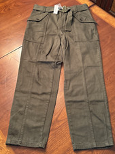 NEW Y2K Banana Republic Womens Slim Cargo Belted Pant Army Green MSRP 100 Sz 6