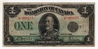 1923 Dominion Of Canada One 1 Dollar Black Seal Bank Note U 609175 Nice Bill