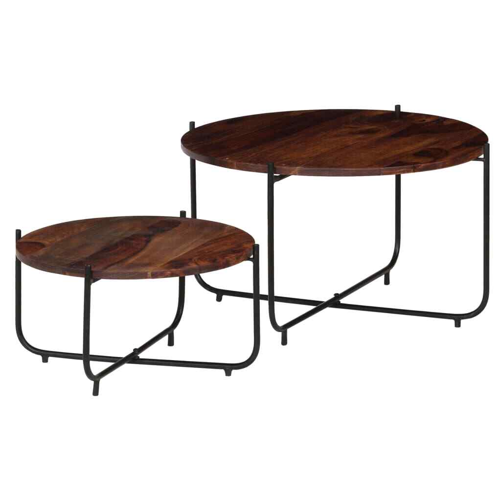 Set de mesas de centro 2 piezas madera maciza sheesham 60x35 M3U4