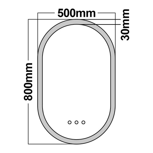 Bathroom Touch LED Light Oval Makeup Wall Mirror Bluetooth Anti-fog 500x800mm - Picture 9 of 10