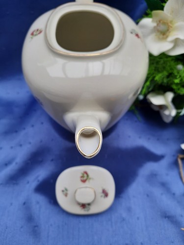 Vintage Kaffeekanne Teekanne 50er Jahre Blumen bunt 2tlg. Creme Dachbodenfund - Bild 5 von 6
