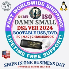 DAMN SMALL LINUX OS DSL 2024 64BIT USB OR DVD LIVE OR FULL INSTALL