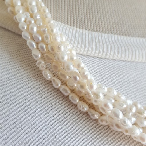 Collar vintage de perlas semilla Keshi enchapado en oro de 22" 6 hilos venta inmobiliaria difícil de encontrar - Imagen 8 de 12