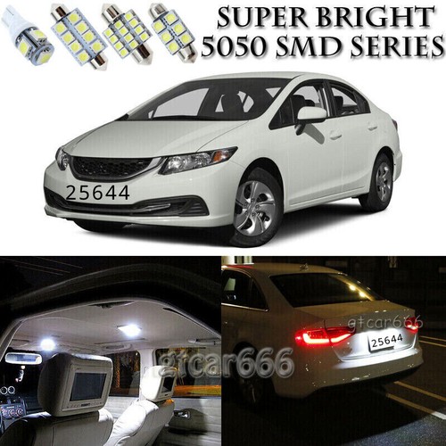 8X For Honda Civic 2013-2016 Xenon White LED Interior kit + License Plate Lights - Picture 1 of 7