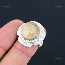 Peanut Wood Jasper Stone Stackable Elegant Ring Jewelry 925 Sterling Silver US 7