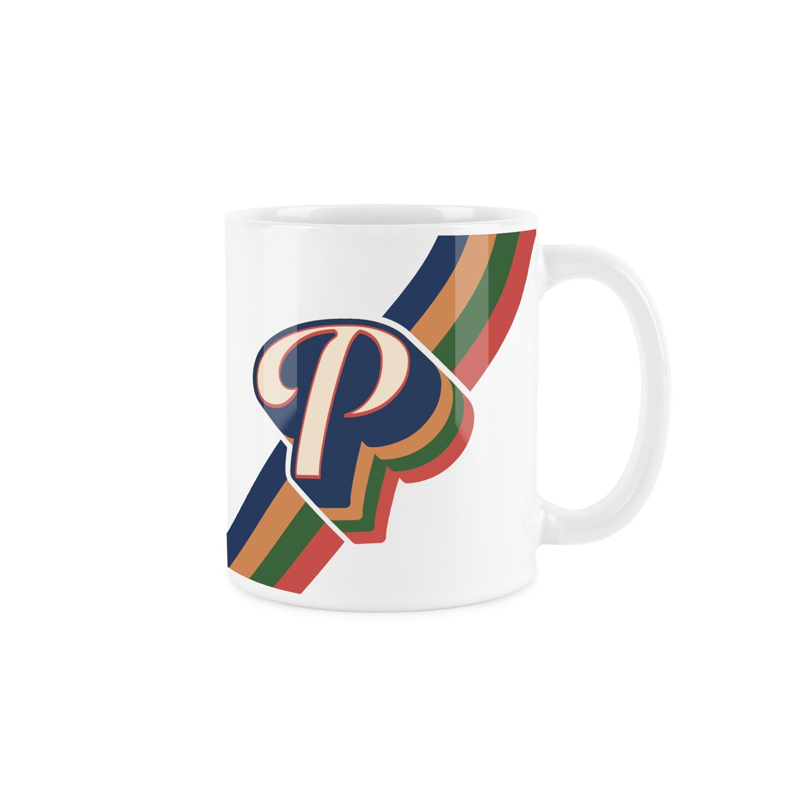 Purely Home Ceramic Retro Alphabet Mug Present Personalised Gift - Letter P