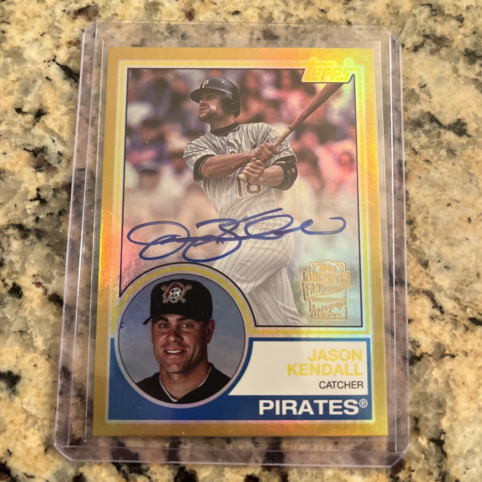 2023 Topps Archives Jason Kendall Gold Foil Auto #/50 Pittsburgh Pirates 83FF-JK