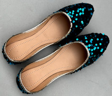 Indian Punjabi Pakistani Ethnic Traditional Women Khussa Flat Shoes Juti US 7.5