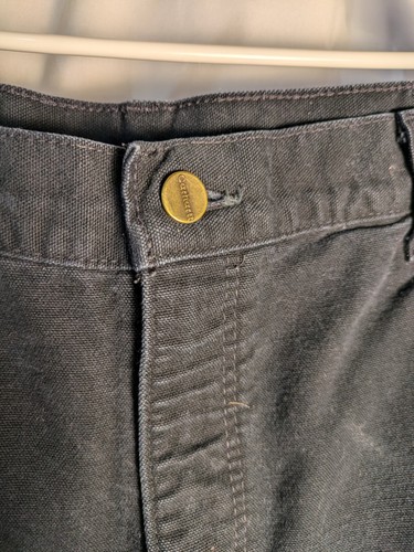 Carhartt Mens Washed Duck Work Flannel Lined Pants B111 BlK Size 36x32 USA - Picture 2 of 16