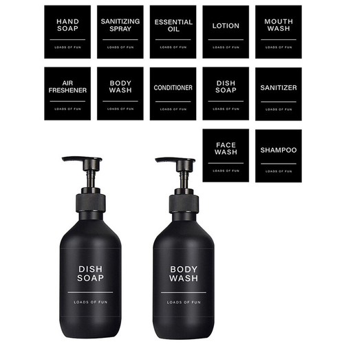 2 Piezas 500ml Dispensador de Jabón Champú Gel de Ducha Loción Botellas Con 12 Etiquetas - Imagen 19 de 27
