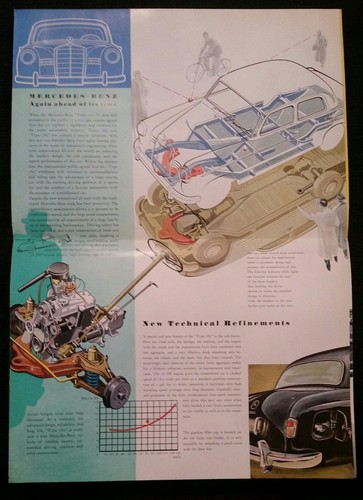 Vintage Rare Sales Brochure Mercedes Benz Type 180 Sedan w120 w121 - Picture 2 of 3