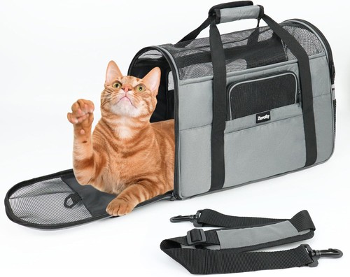 Borsa Trasportino Traspirante a Tracolla per Gatto o Cane Taglia M con Materasso - Foto 2 di 9
