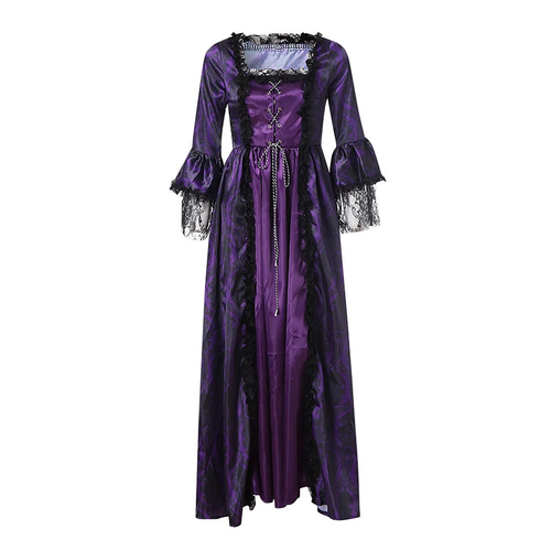 Women's Plus Size 5XL Medieval Lace-Up Court Queen Victorian Carnival Maxi Dress - 第 6/30 張圖片