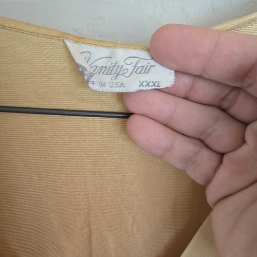 VTG VANITY FAIR Nylon And Lace Nightie Chemise Size 3 XXL Plus Size Gold Yellow - Picture 4 of 7